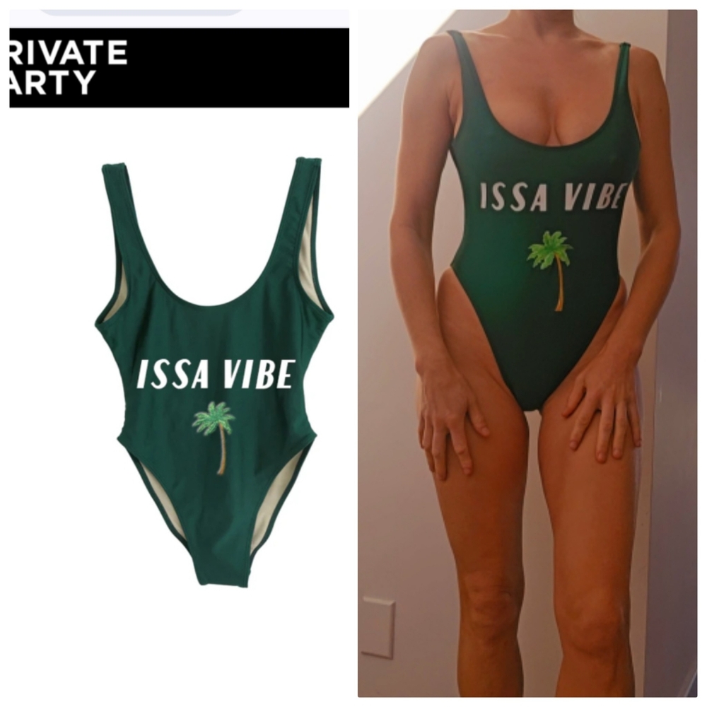Nwot Private Party emerald Green 'Issa Vibe' Swimsuit s/m